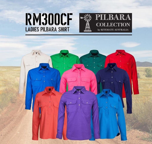 Ritemate Ladies L/S Closed Front Shirt RM300CF